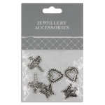 Charms 15mm-20mm Silver Plate Heart/Butterfly/Dragonfly Pack 6